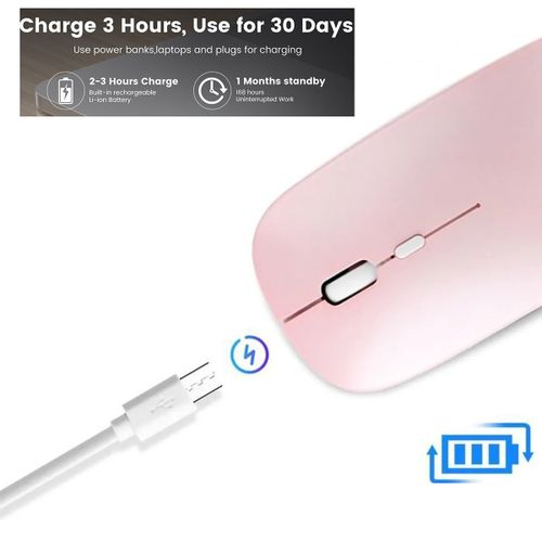 Souris Bluetooth, souris sans fil pour tablette / ordinateur portable / Mac  / iPhone / iPad / ordinateur portable, mini portable rechargeable USB Mini  slim souris optique silencieuse pour Windows / Linux / Android / Macbook  couleur argent