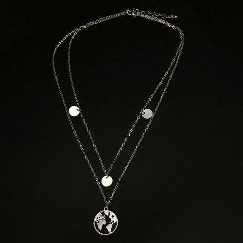 product_image_name-Generic-Collier Double Couche Carte Du Monde-2