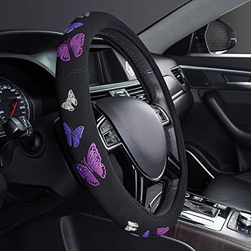 Generic Couvre Volant de Voiture pour Femme, Couverture Housse cache volant  de LUXE - Universel brodé fleurs à prix pas cher