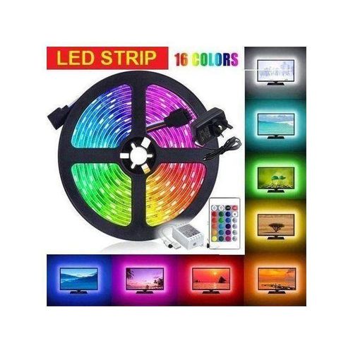 product_image_name-Generic-شريط ضوء LED 5050 RGB 5m مرن مقاوم للماء مع جهاز تحكم عن بعد 16 لونًا-1