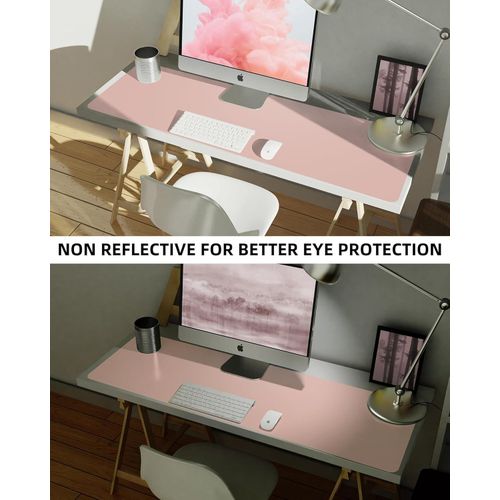 product_image_name-Drop Stop-حصيرة مكتب كبيرة من الجلد الصناعي - مقاومة للماء، غير قابلة للانزلاق، حصيرة مكتب ووسادة فأرة للمنزل والمكتب (وردي)-3