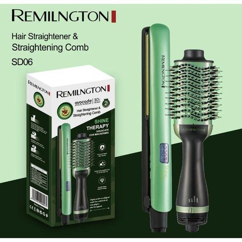 product_image_name-Generic-REMINGTON ORIGINAL COMBO LISSANT AVOCAT & MACADAMIA + BROSSE SÉCHANTE AVOCAT - Avocado Combo Remington Lisseur 2 en 1 + Brosse Sèche-Cheveux-1