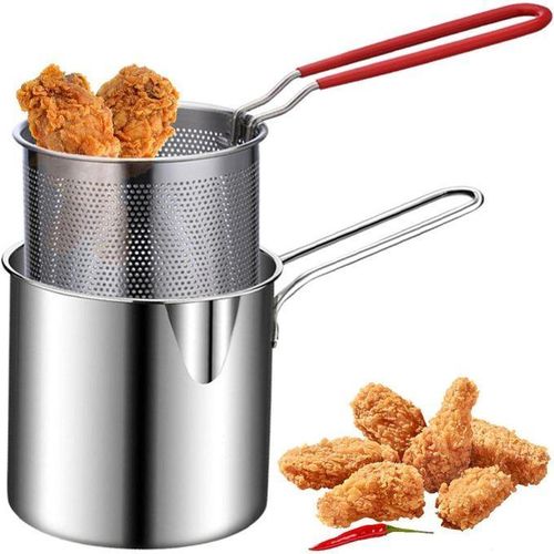product_image_name-Generic-Pot de friteuse en acier inoxydable,Casserole chauffe-lait,Petite friteuse avec poignée et panier,1200ml-6