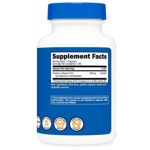 product_image_name-Nutricost-Vitamine B1, 100 mg, فيتامين ب1، ثيامين 100 ملغ، [الطاقة والتمثيل الغذائي] 120 كبسولة-2