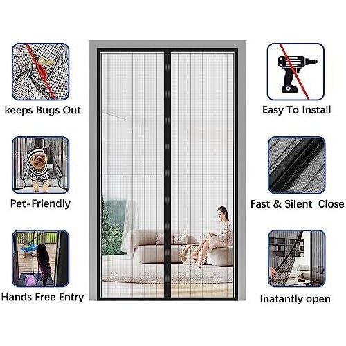 product_image_name-Generic-Moustiquaire de porte magnétique, anti-mouches, anti-insectes, fermeture automatique, écran en maille invisible, sans poinçon, 100 x 210 cm-6