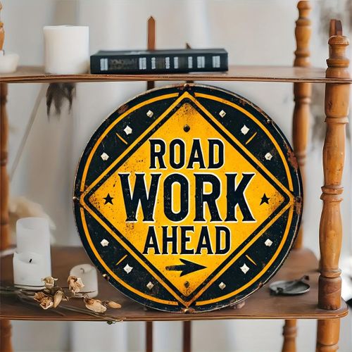 product_image_name-Generic-Panneau Routier Industriel Vintage - Plaque Ronde en Bois de 19.99cm pour la Décoration Intérieure & Extérieure, Parfait pour une Ambiance Quotidienne et Festive-4