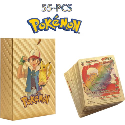 Generic carte Pokémon Pack; lot de 55 Cartes Pokémon en feuilles dorées à  prix pas cher