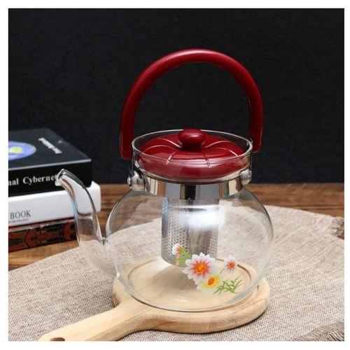 Théière en verre avec infuseur amovible pour thé chaud/glacé avec