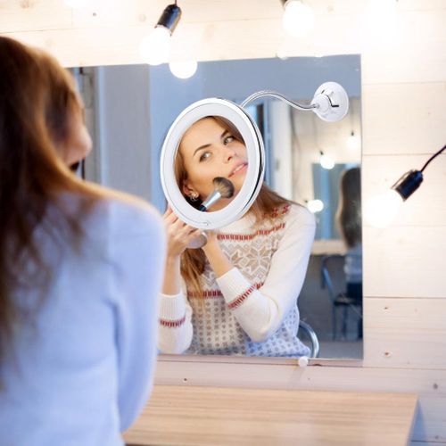 Generic Miroir lumineux de maquillage pliable avec lumières LED, rotation,  Avec Zoom x10 à prix pas cher