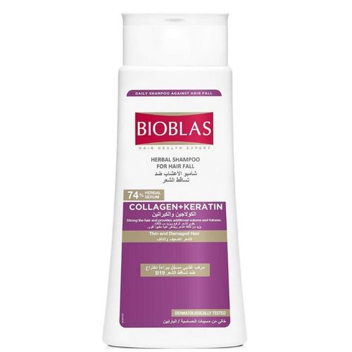 product_image_name-BIOBLAS-shampoing  Collagène + Kératine / Nourrit en profondeur les cheveux, protège la barrière naturelle de la peau et régénère les cheveux. 400 ml-1