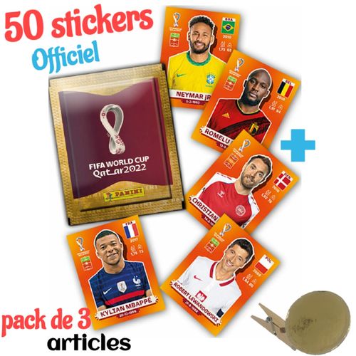 Panini Pincette/Pok avec 50 Cartes autocollant FIFA Coupe du monde 2022  Qatar à prix pas cher