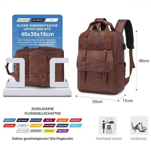 product_image_name-Generic-Sac à dos en similicuir, USB intégrée, Marron.-3