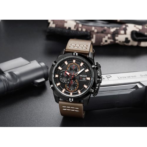 Megir 2062 Hommes Montre sport Chronographe Lumineux Lumineux Montre Bracelet A Quartz
