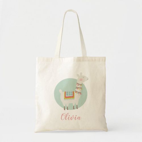 product_image_name-Generic-Tote bag girls cute llama personalized name children Unique, haute qualité-1