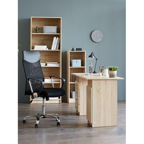 product_image_name-Generic-Bibliothèque Chêne Clair 5 Tablettes Larges 70x29x197cm HDF Panneau Particules Rangement Salon Bureau Chambre-2