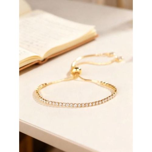 product_image_name-Generic-Gourmette Elégant - Bracelet En Acier Inoxydable, Ajustable Orné De Cristaux-1