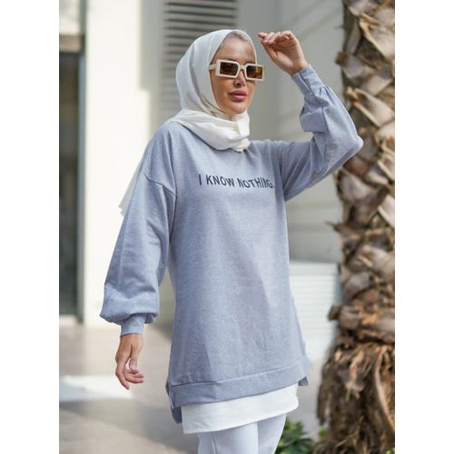 Sweat oversize col rond bleu femme