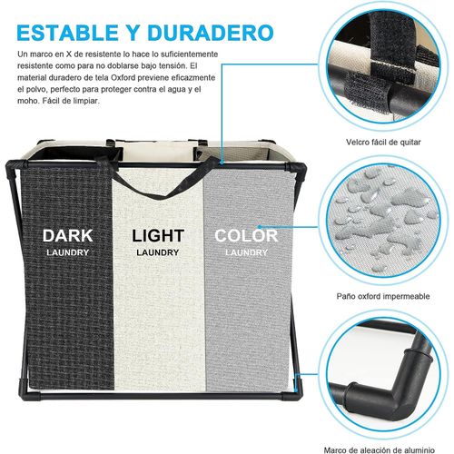 product_image_name-Generic-سلة غسيل كبيرة قابلة للطي من 3 أقسام، سلة تخزين الملابس المتسخة مقاومة للماء، تصلح أيضا منظمات ألعاب، منظم لفرز ملابس الغسيل-3