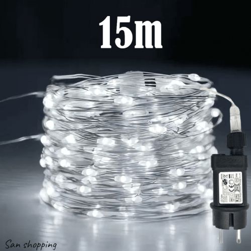 Generic 15m LED Guirlande lumineuse fil de cuivre décoration étanche  lumineuse avec prise à prix pas cher