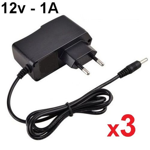 Generic 3 Alimentations 12V-1A Adaptateur AC/DC 100v-240v Chargeur DC 12v  1A // 3Pcs à prix pas cher