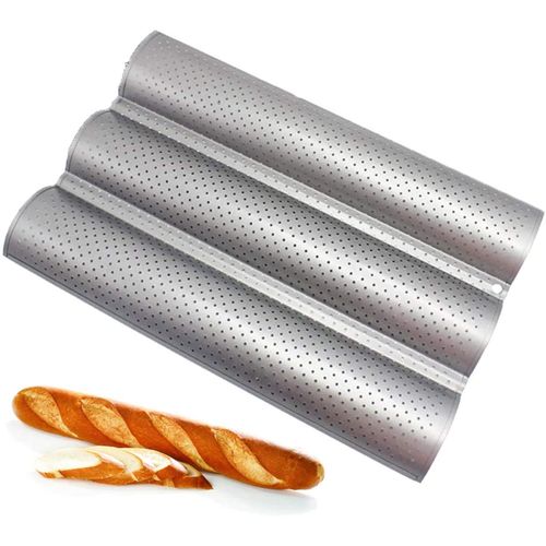 Generic Plaque / Moule De Cuisson Perforé - 3 Baguettes Pain à prix pas cher