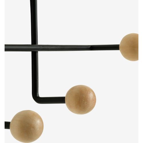 product_image_name-Generic-Patère Murale Design Naturel et Noir 6 Crochets Bois et Acier 41x22cm Rangement Moderne Manteaux Chapeaux-3