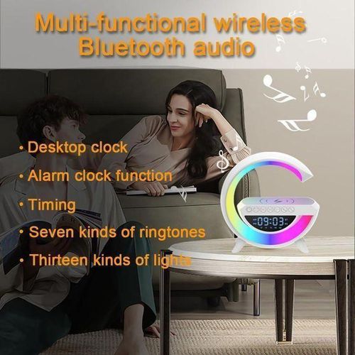 product_image_name-Generic-Lampe de Table Haut - Parleur Bluetooth Éclairage Ambiant Veilleuse Avec Chargeur Sans fil-4