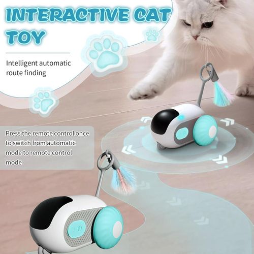 Generic Jouet Voiture pour chat avec plumes telecommande 2 modes automatique et manuel Rechargeable