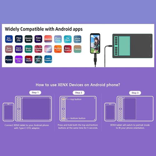 product_image_name-XENX- تابلت رسم مقاس 10×6 بوصة قلم 8192 مستوى ضغط بدون بطارية رسم رقمي ويندوز ماك أندرويد-7