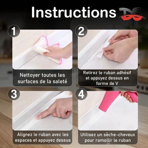 product_image_name-Drop Stop-شريط لاصق للحمام والمطبخ لمدفأة الحمام والحوض، أبيض-5