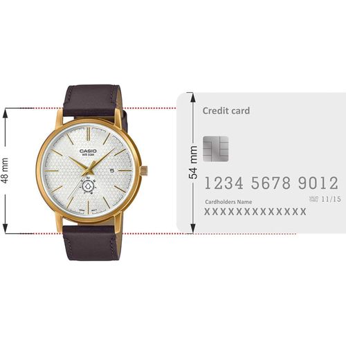 product_image_name-Casio-Montre élégante classique pour hommes - Affichage date jours/mois - Bracelet cuir marron - MTP-B125GL-7AV-8