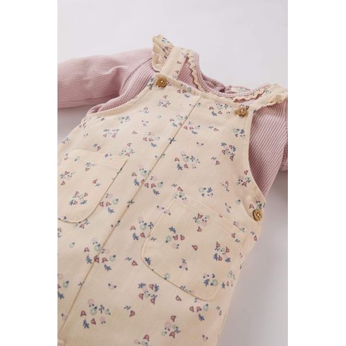 product_image_name-Defacto-طقم تي شيرت بأكمام طويلة وفستان مشجر من الجبردين للبنات الصغار-2