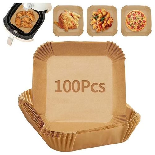 Generic Lot de 100 Pieces Papier Cuisson Pour Air Fryer Prédécoupé en Forme  Carrée à prix pas cher