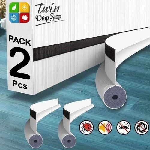 product_image_name-Drop Stop-2 joints de porte 95 cm, isolants, insonorisés, Coupe-vent, Bouchon de protection ~ Blanc ~-1