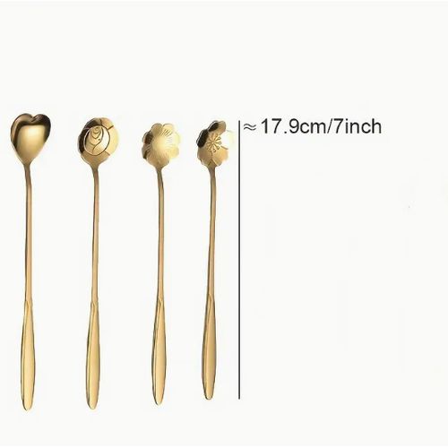 product_image_name-Generic-Cuillères à thé en acier inoxydable élégantes avec design floral - Parfait pour le thé, le café et les desserts - Convenable pour l'utilisation dans les restaurants - Célébration de l'Aïd el-Fitr,Cuillères à thé en acier inoxydable,Accessoires-1