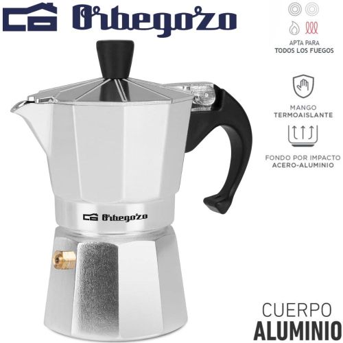 Orbegozo Cafetière Italienne 2 Tasses 100 ml Corps ALUMINIUM Pour