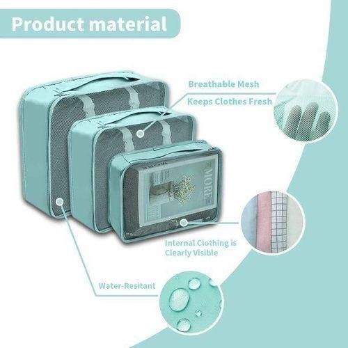 product_image_name-Generic-مجموعة من 7 قطع حقائب تخزين خضراء للسفر بالحقائب، منظم الملابس-7