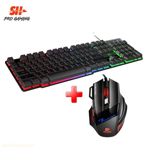 Pack Combo Gaming Clavier + Souris 7D USB RGB 