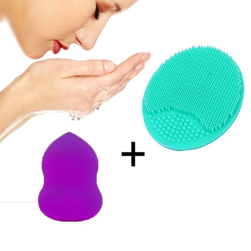 Generic Éponge de Maquillage Make up Beauty Blender + Brosse nettoyante  pour Visage à prix pas cher