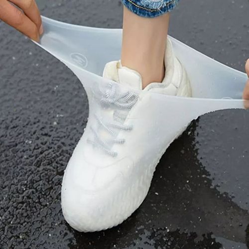 Couvre-chaussures unisexe en Silicone, imperméable, réutilisable,  antidérapant, contre la pluie - Gris, blanc