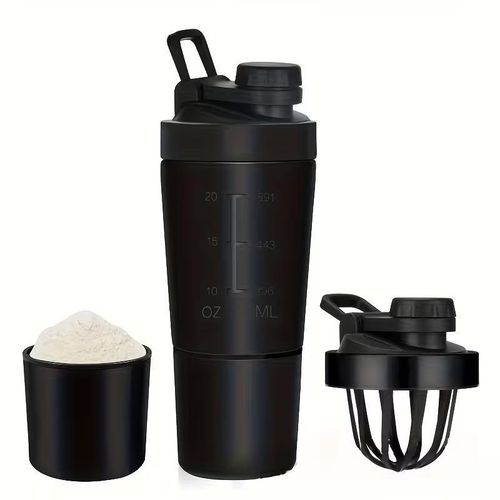 Pro Shaker Shaker en Acier Inoxydable de 600ml Grande Capacité, avec Balance Sportive et Balle à Remuer.