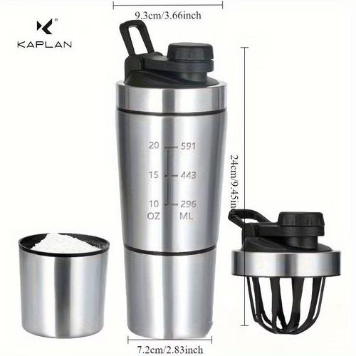 Pro Shaker Shaker en Acier Inoxydable de 600ml Grande Capacité, avec Balance Sportive et Balle à Remuer. - image 4