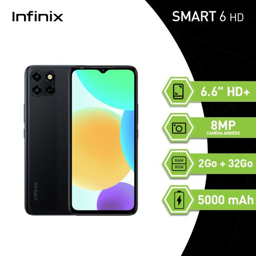 Smart 6 HD (2GB+32GB)/Ecran 6.6''HD+/5000mAh/ Black