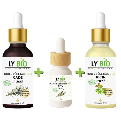 product_image_name-LY BIO-PACK HUILE CADE 50ML - PIPETTE + HUILE ESSENTIEL THYM 10ML + HUILE RICIN 50ml - PIPETTE-1