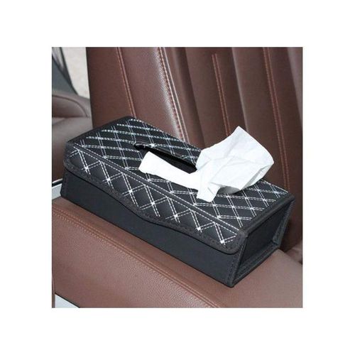 product_image_name-General-Boîtes à Mouchoirs en Cuir PU Tissue Box Décoration Voiture Rectangle(Noir)-6