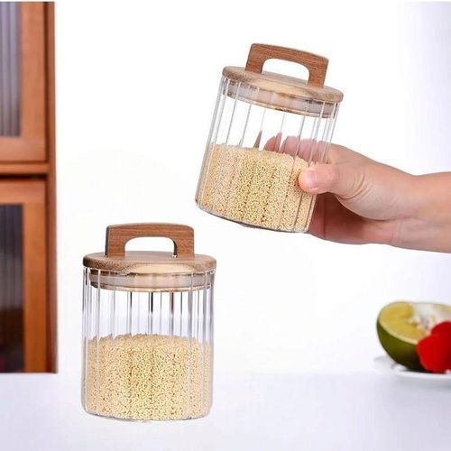 product_image_name-Generic-Bocal en Verre avec Couvercle en Bois - Design Élégant-2