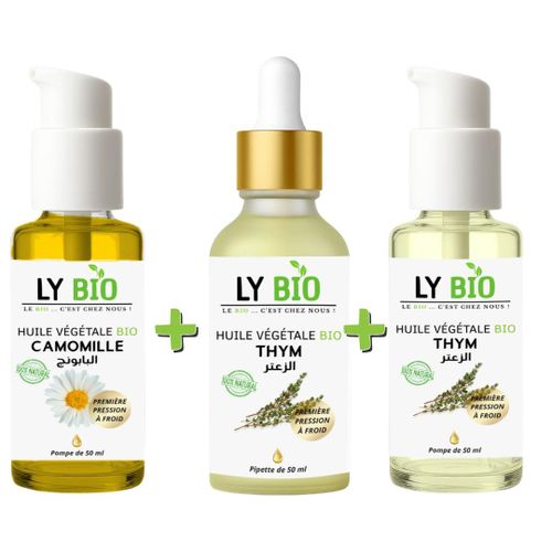 product_image_name-LY BIO-PACK HUILE CAMOMILLE 50ML - POMPE + HUILE THYM 50ML - PIPETTE + HUILE THYM 50ML - POMPE-1