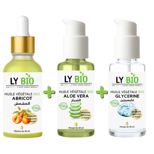 product_image_name-LY BIO-LYBIO PACK زيت المشمش 50 مل - بيبتي + زيت الصبار 50 مل - مضخة + زيت الجلسرين 50 مل - مضخة-1