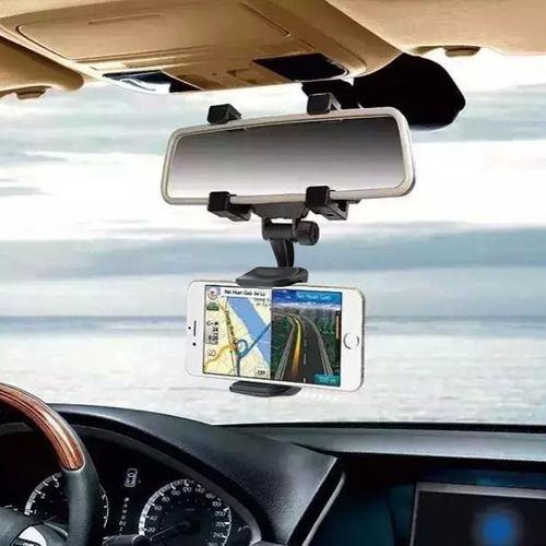 Car Rearview Mirror Mount Holder Stand Cradle Mechanical Clamp For Cell Phone