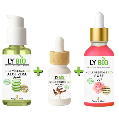 product_image_name-LY BIO-PACK HUILE ALOE VERA 50ml - POMPE + HUILE ESSENTIEL GIROFLE 10ML + HUILE ROSE 50ml - PIPETTE-1